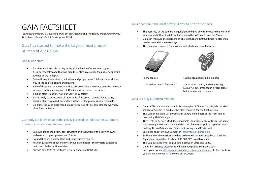 Gaia Factsheet