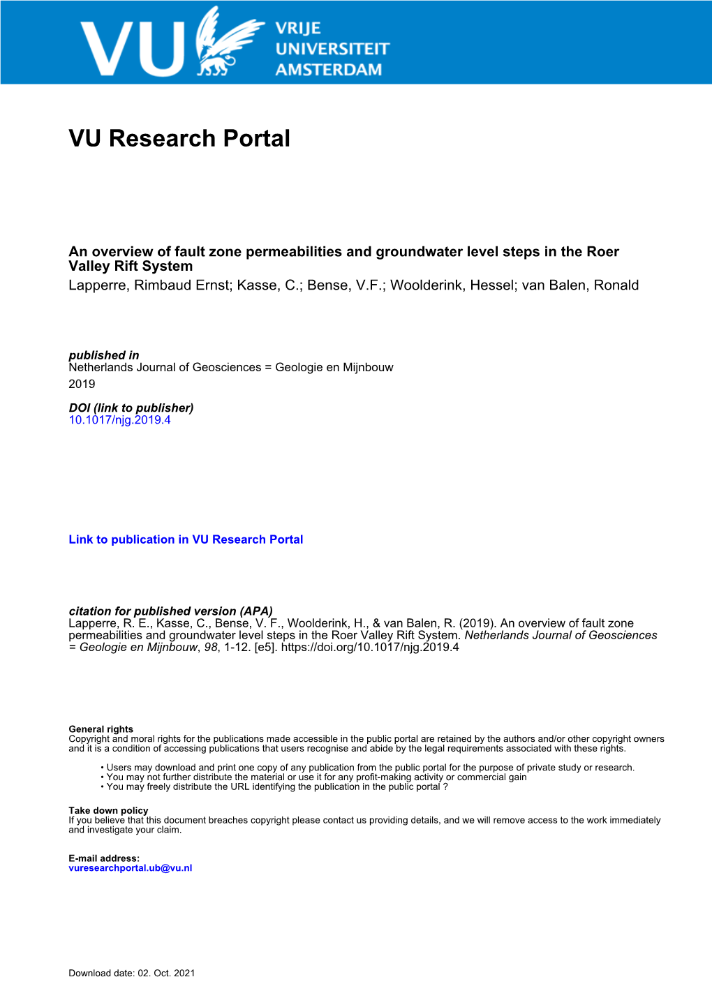 An Overview of Fault Zone Permeabilities and Groundwater