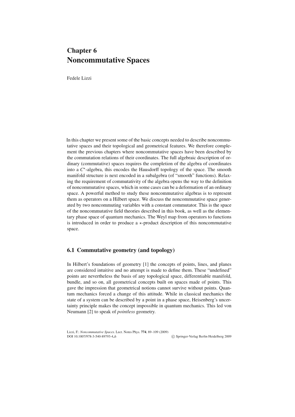 Chapter 6 Noncommutative Spaces