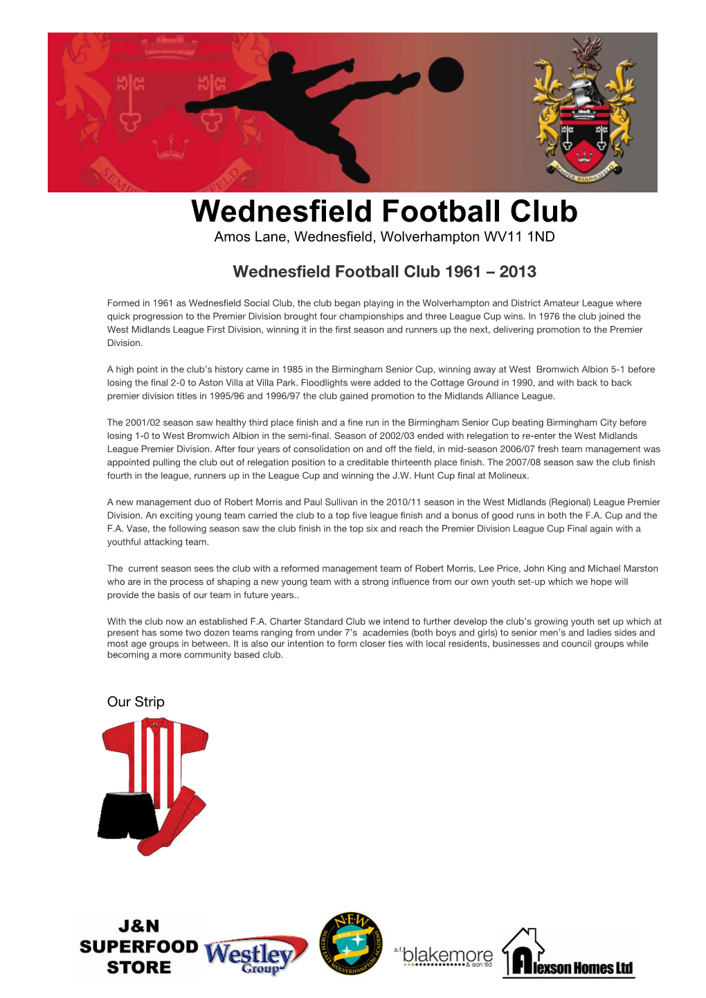 Wednesfield Football Club 1961 – 2013