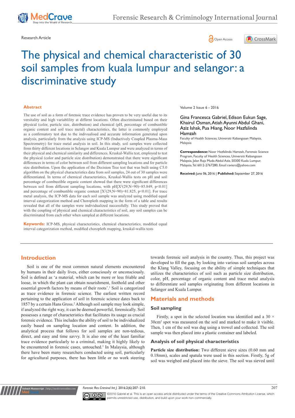 The Physical and Chemical Characteristic of 30 Soil Samples from Kuala Lumpur and Selangor: a Discriminative Study