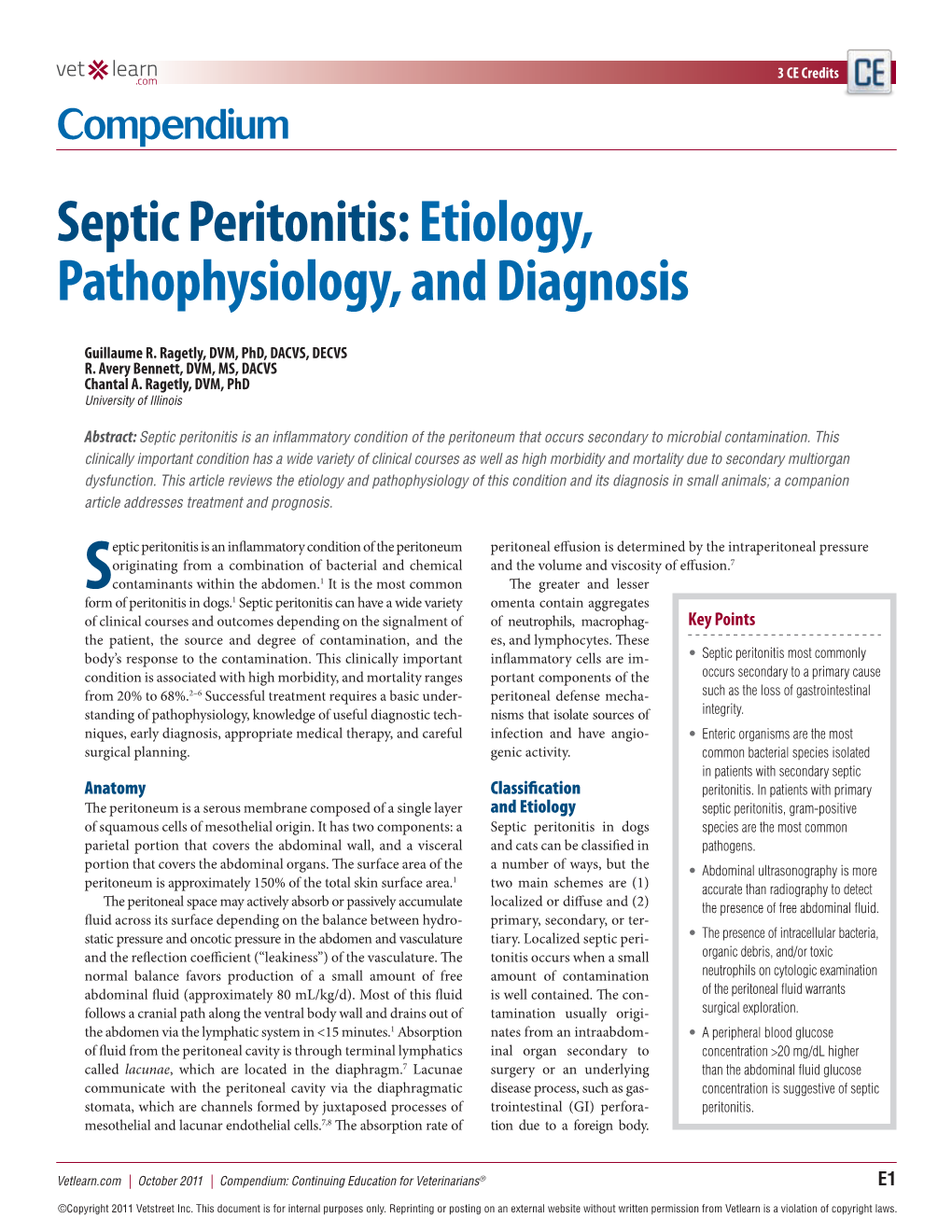 Septic Peritonitis: Etiology, Pathophysiology, and Diagnosis