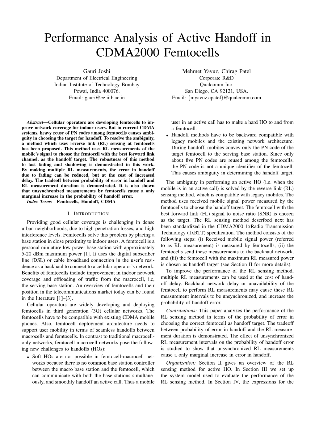 Performance Analysis of Active Handoff in CDMA2000 Femtocells