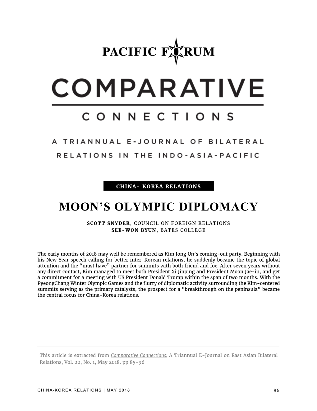 Moon's Olympic Diplomacy