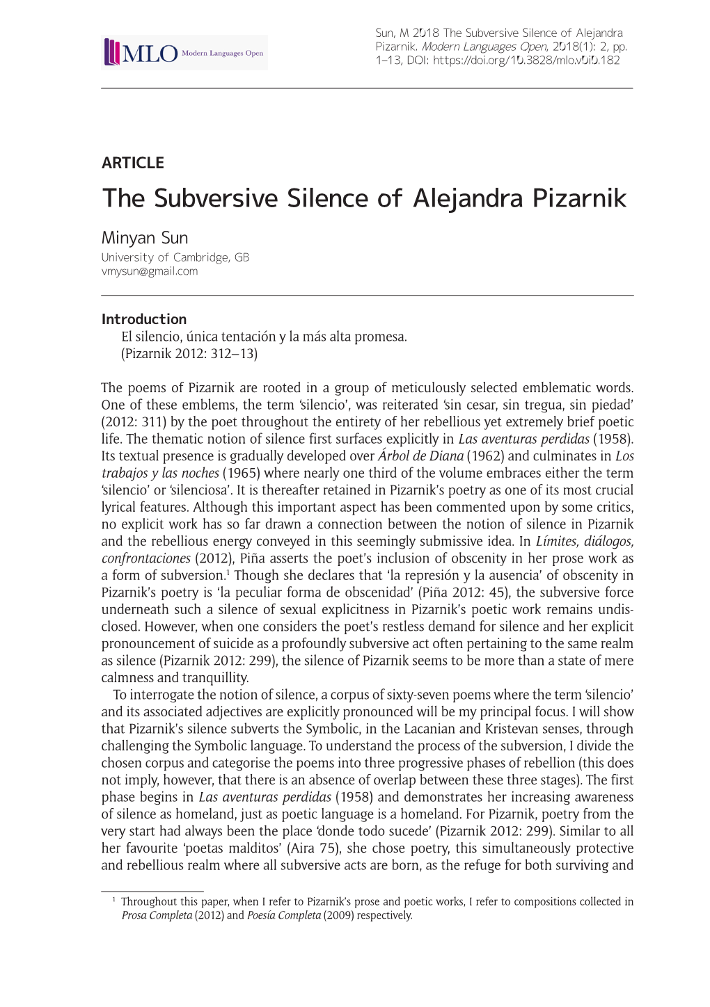 The Subversive Silence of Alejandra Pizarnik
