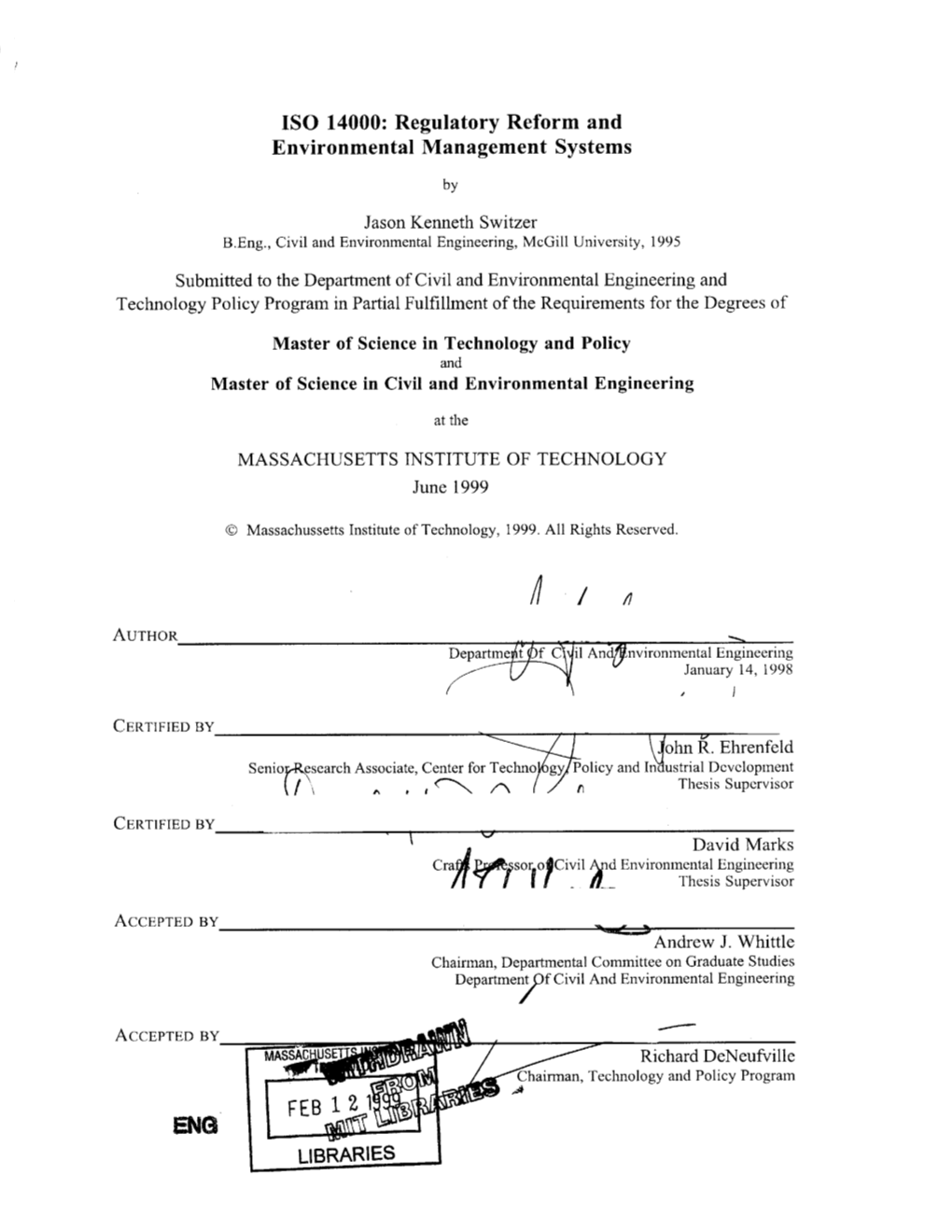 ISO 14000: Regulatory Reform and Environmental Management Systems