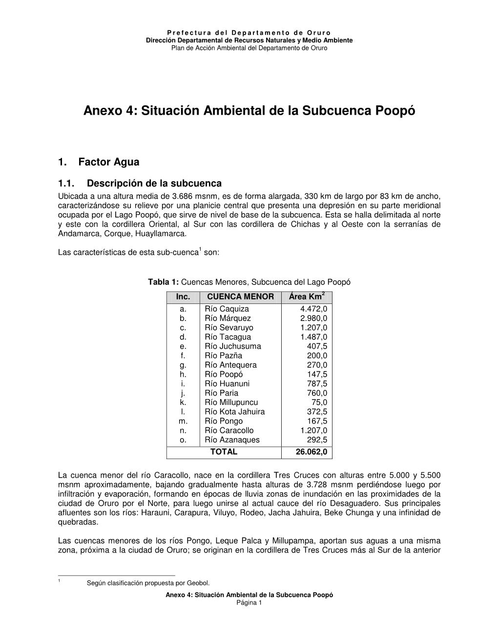 Anexo 4: Situación Ambiental De La Subcuenca Poopó