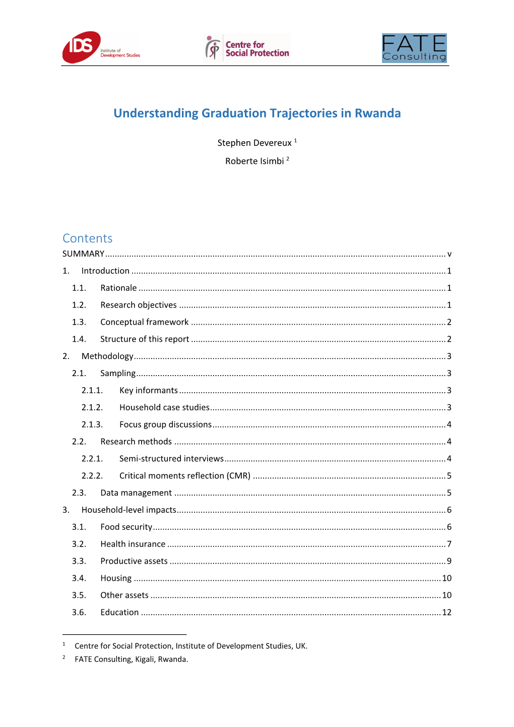 Understanding Graduation Trajectories in Rwanda Contents