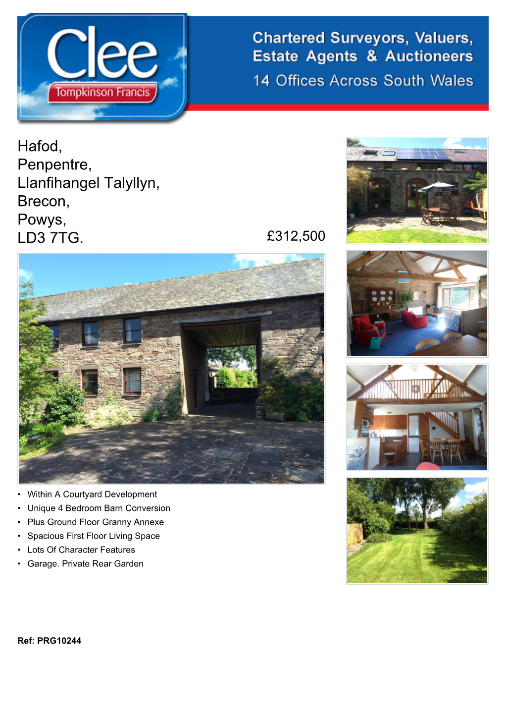 Hafod, Penpentre, Llanfihangel Talyllyn, Brecon, Powys, LD3 7TG. £312,500