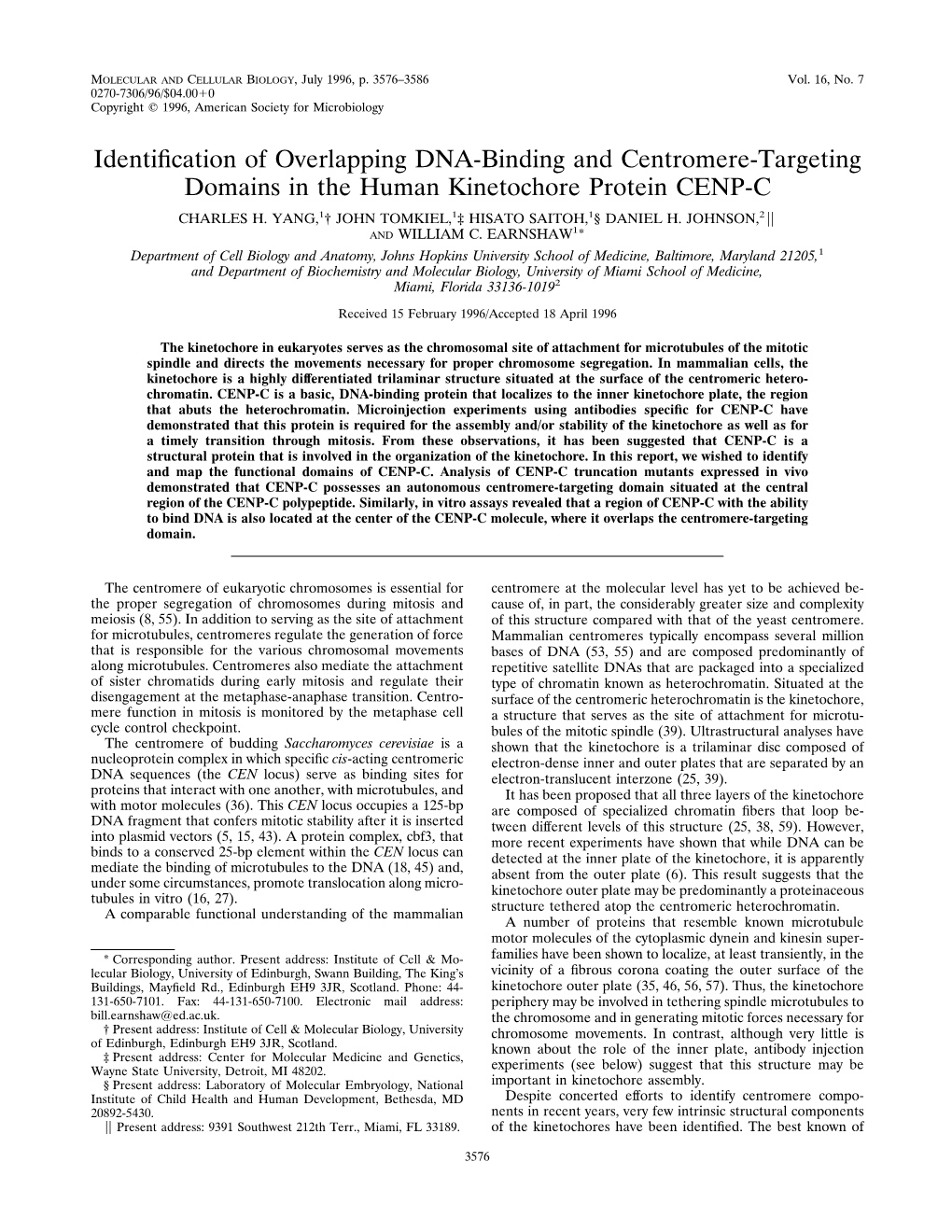 Identification of Overlapping DNA-Binding and Centromere