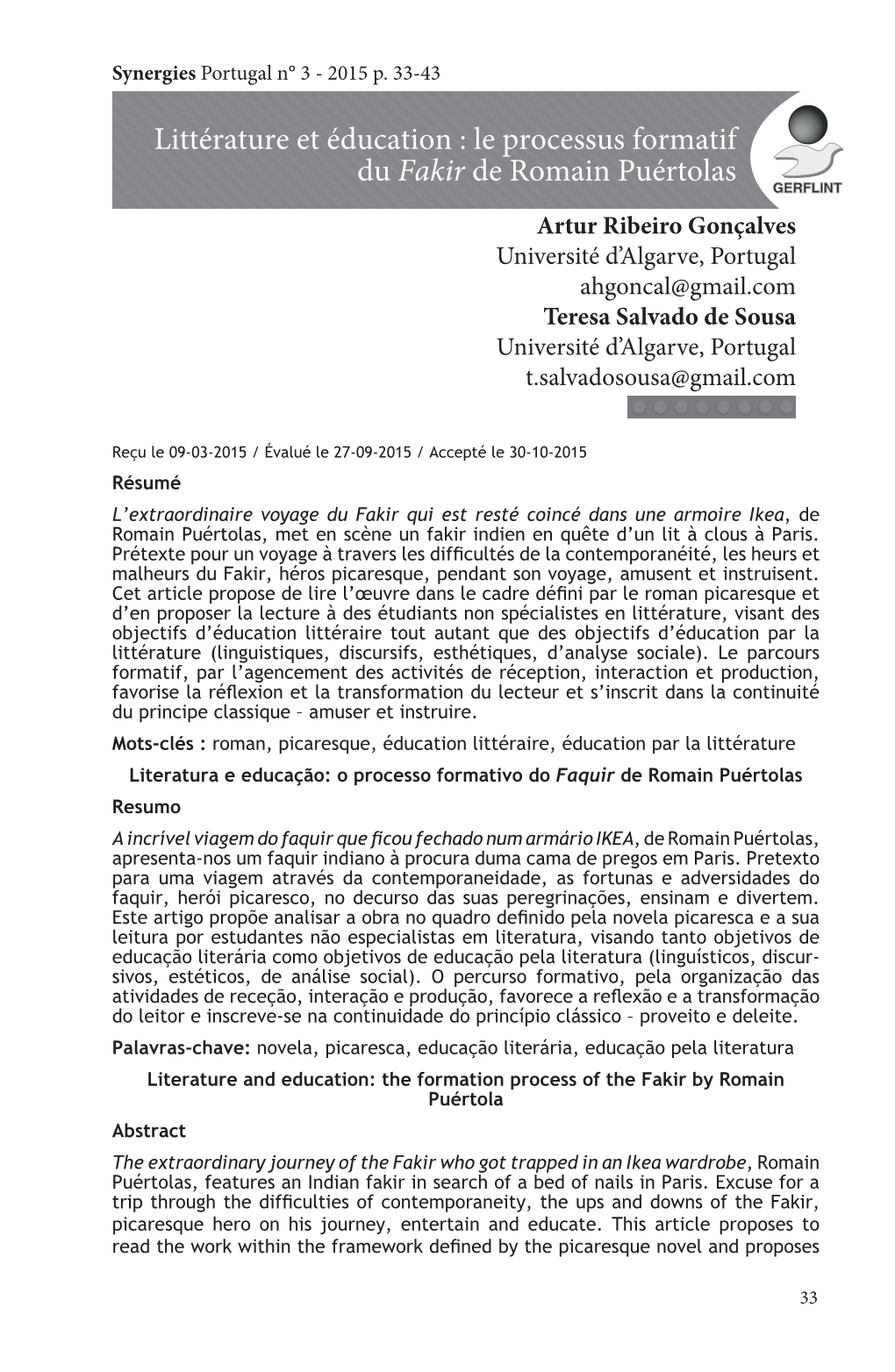 Littérature Et Éducation : Le Processus Formatif Du Fakir De Romain Puértolas