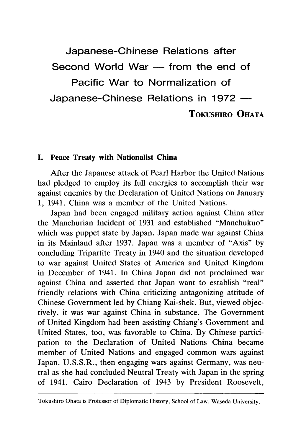Japanese−Chinese Relations In1972−