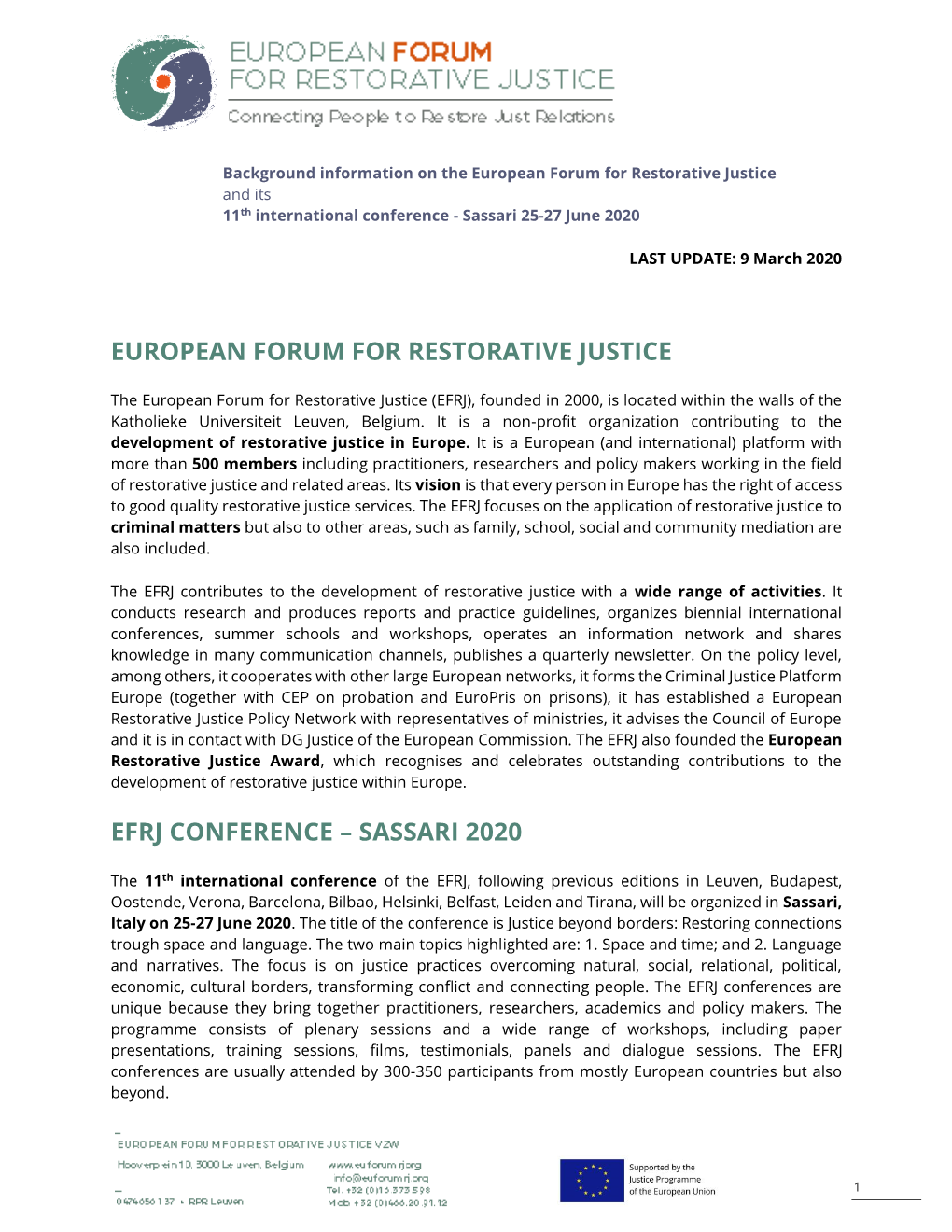 European Forum for Restorative Justice Efrj