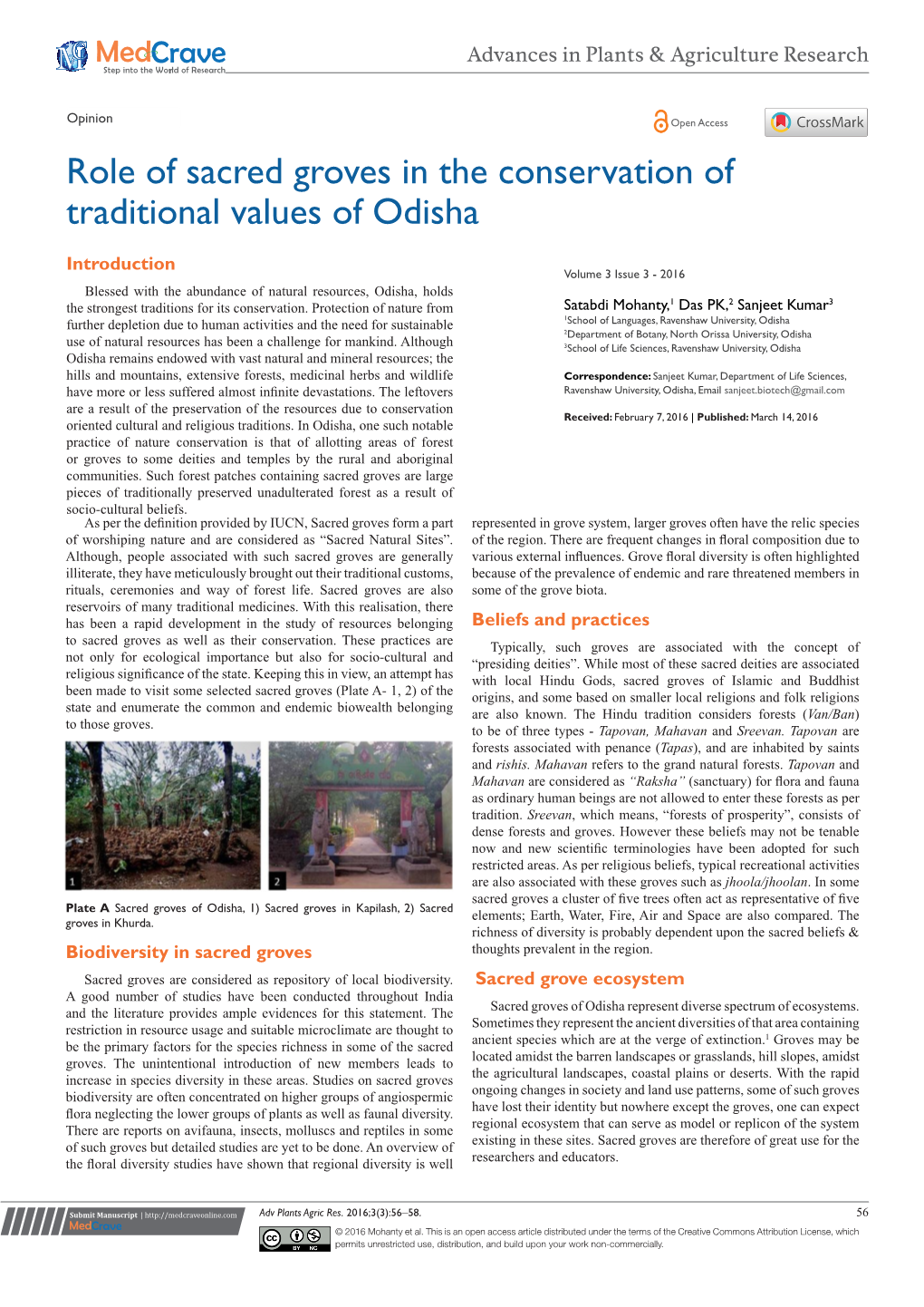 Role of Sacred Groves in the Conservation of Traditional Values of Odisha