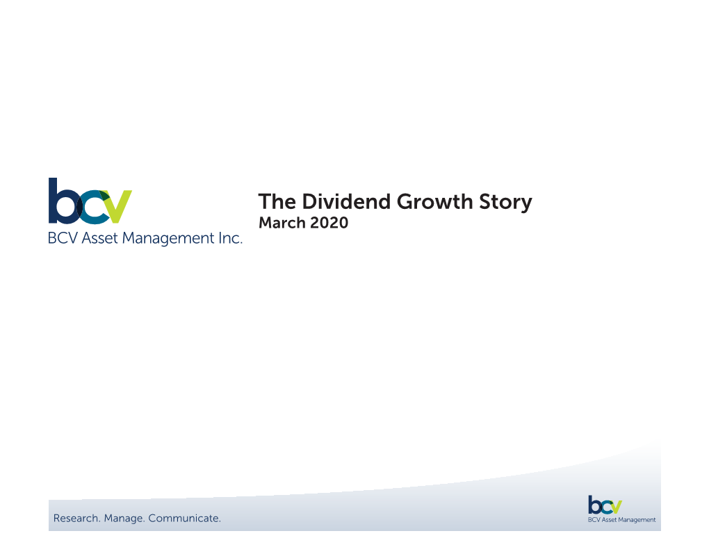 The Dividend Growth Story March 2020