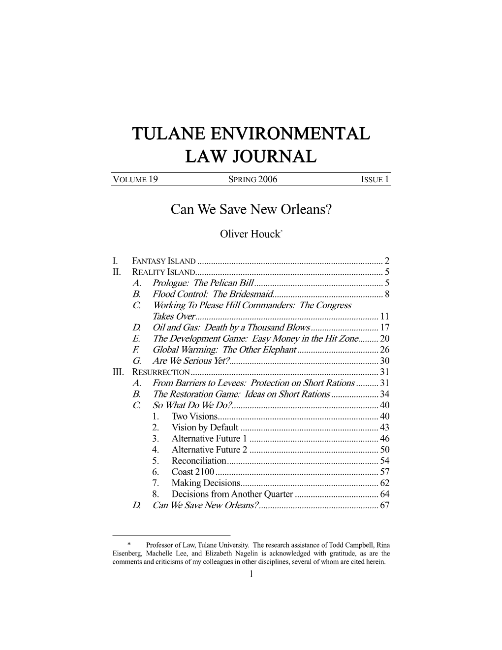 Tulane Environmental Law Journal