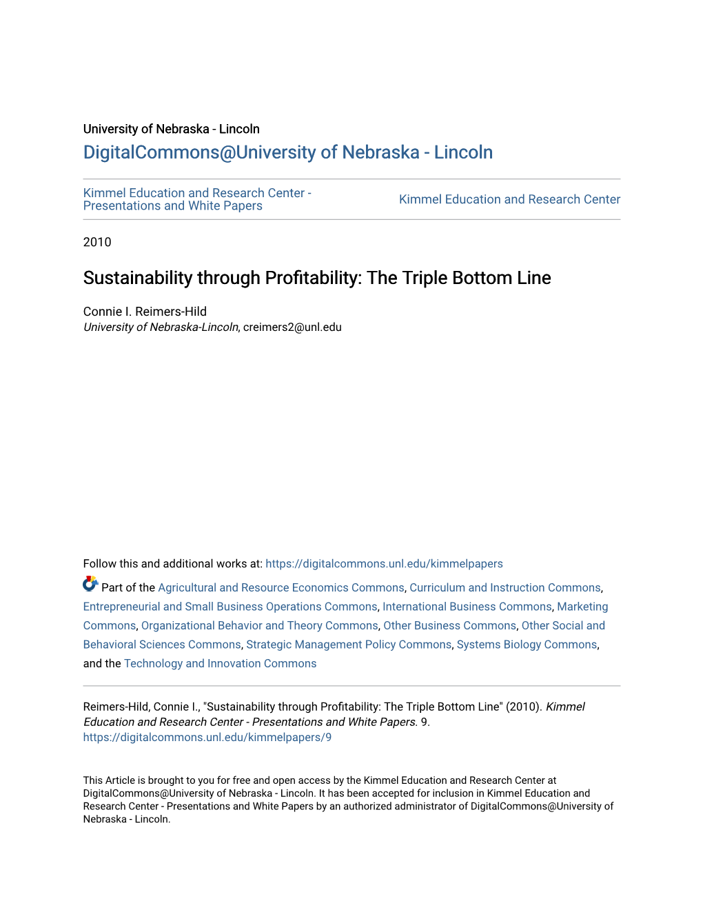 Sustainability Through Profitability: the Triple Bottom Line