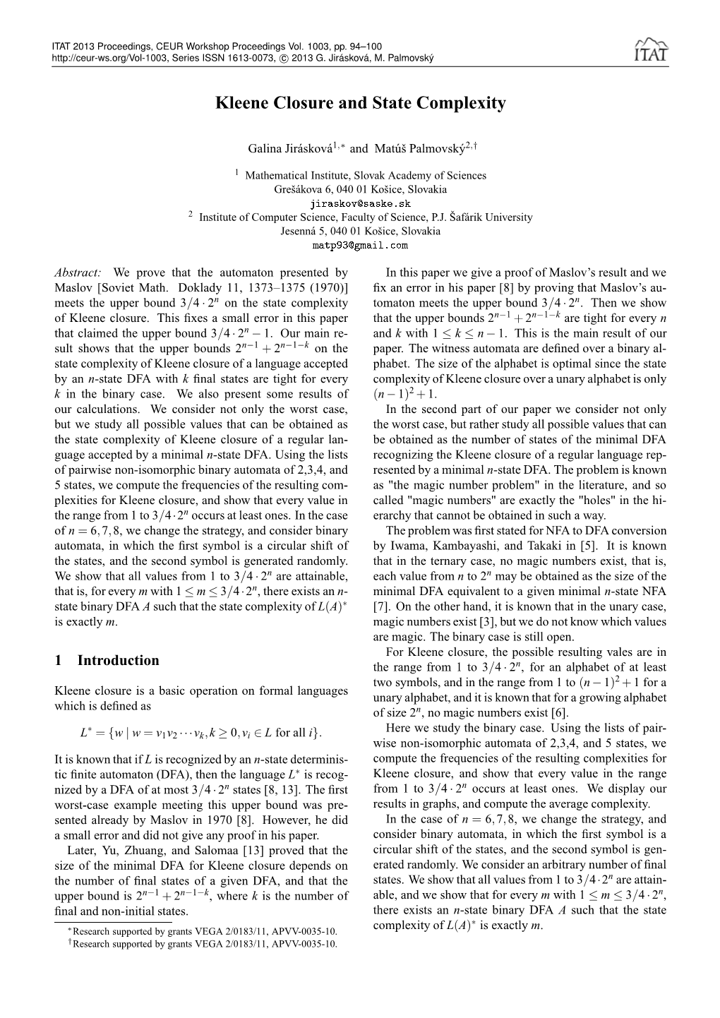 Kleene Closure and State Complexity