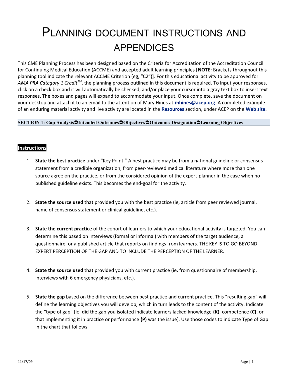 A Guide For And Documentation Of The Planning Of A CME Activity