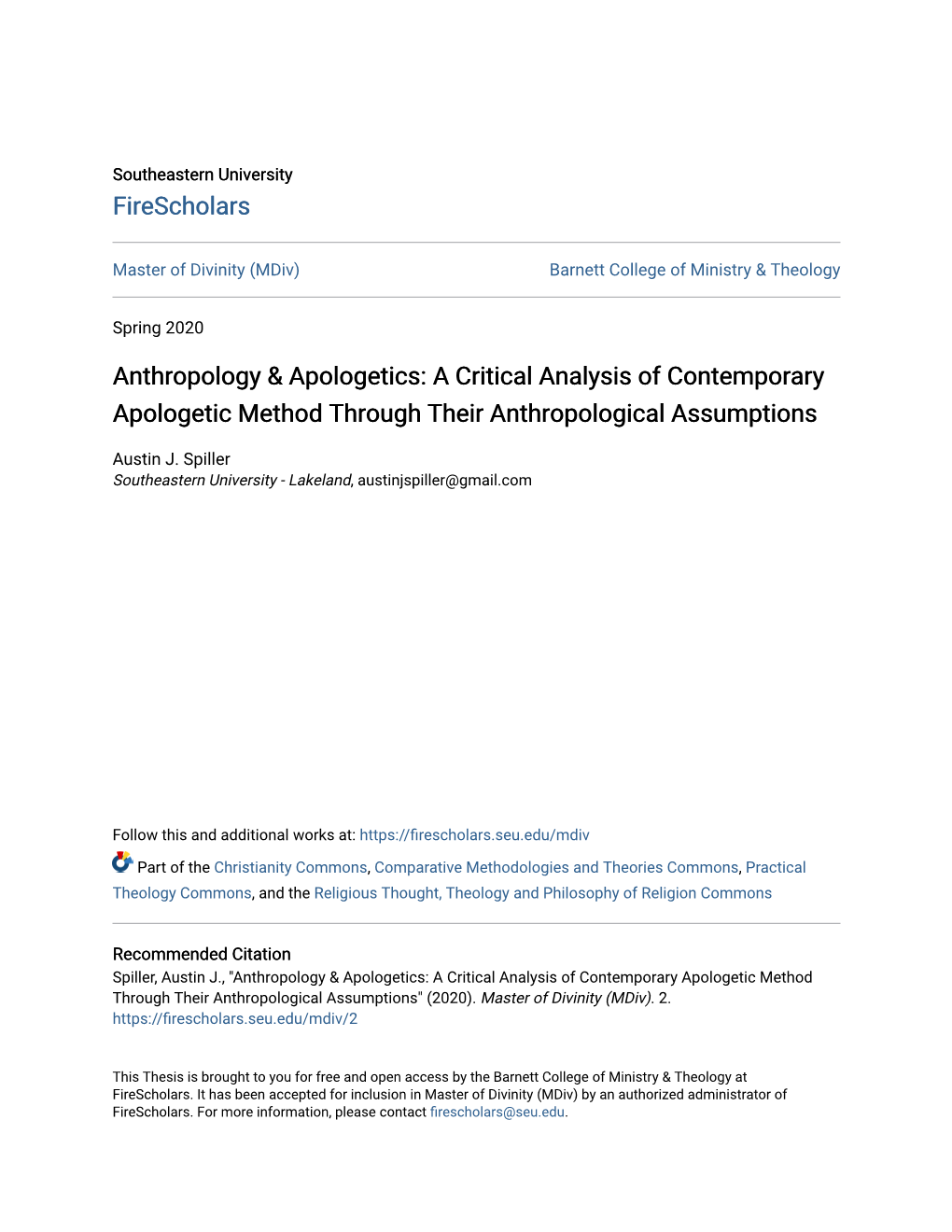 Anthropology & Apologetics