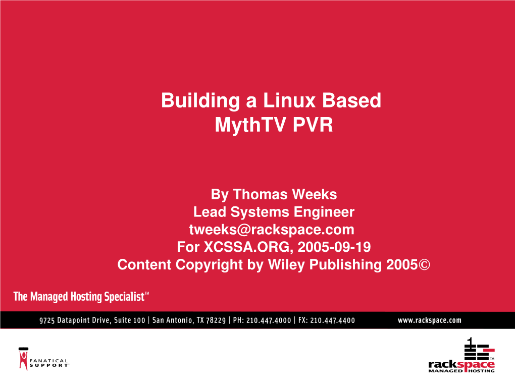 Building a Linux Based Mythtv PVR