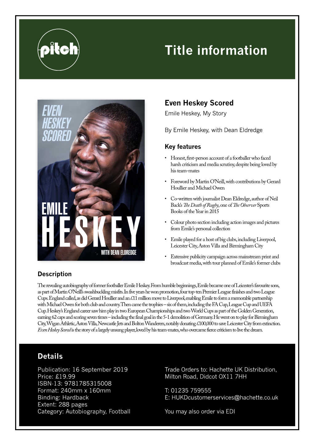 EVEN HESKEY SCORED HESKEY EVEN Even Heskey Scored EVEN Emile Heskey, My Story