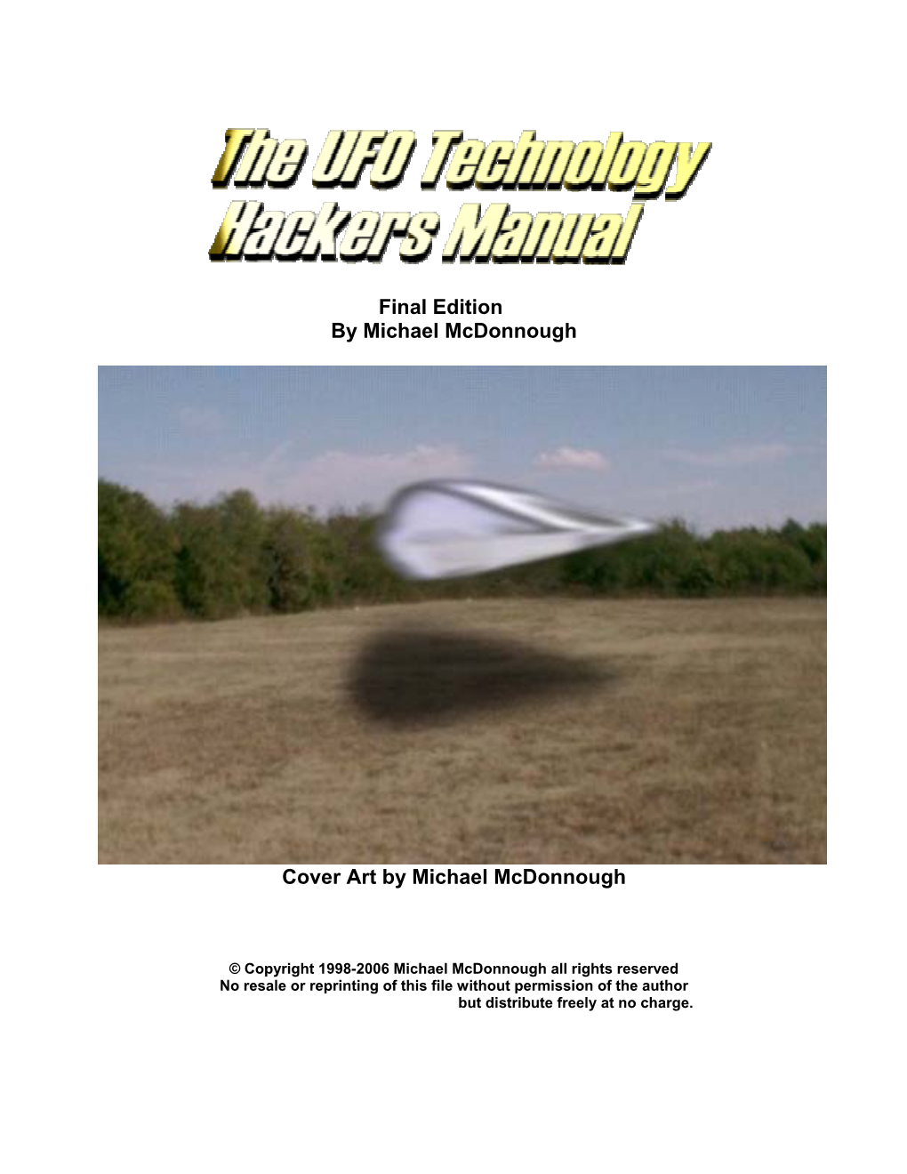 The UFO Technology Hackers Manual