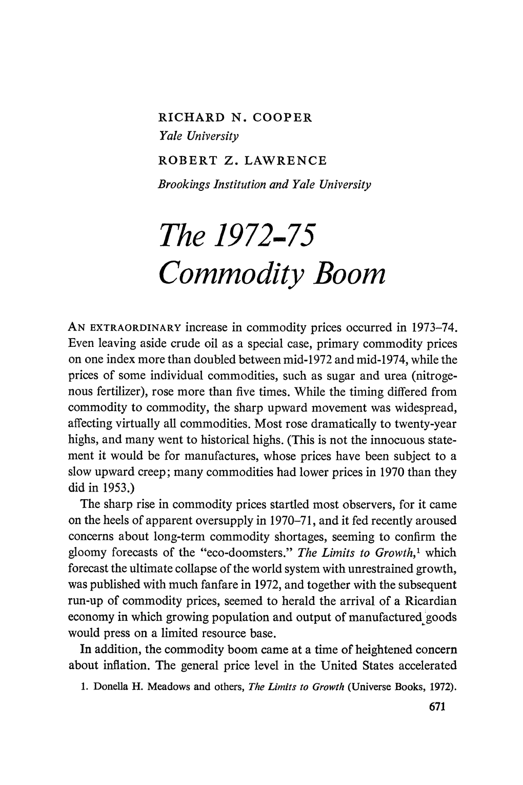 The 1972-75 Commodity Boom