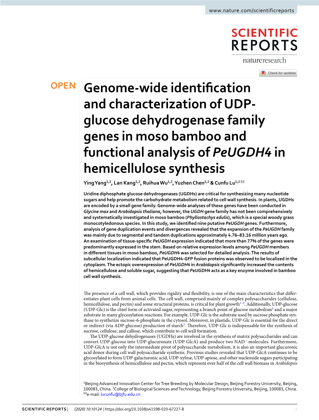 Genome-Wide Identification and Characterization of UDP-Glucose