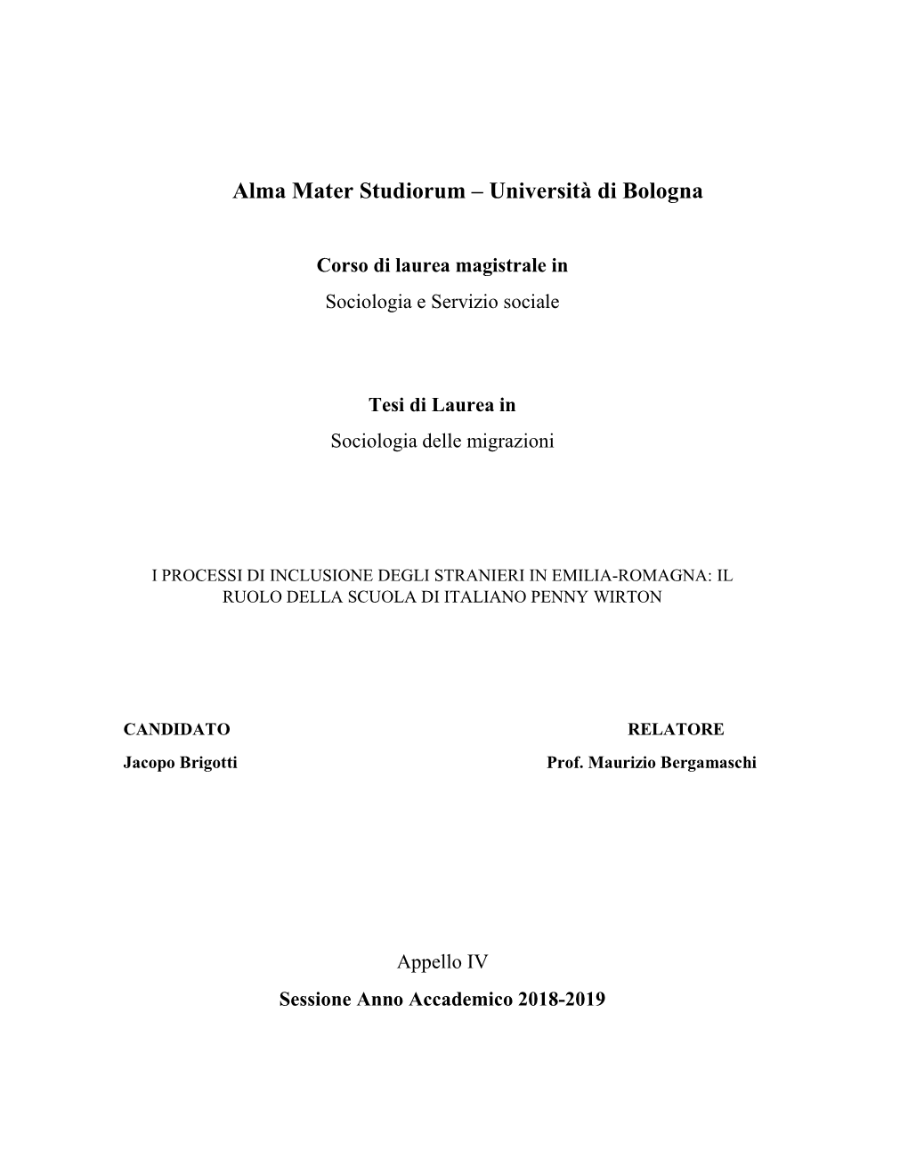 Alma Mater Studiorum – Università Di Bologna