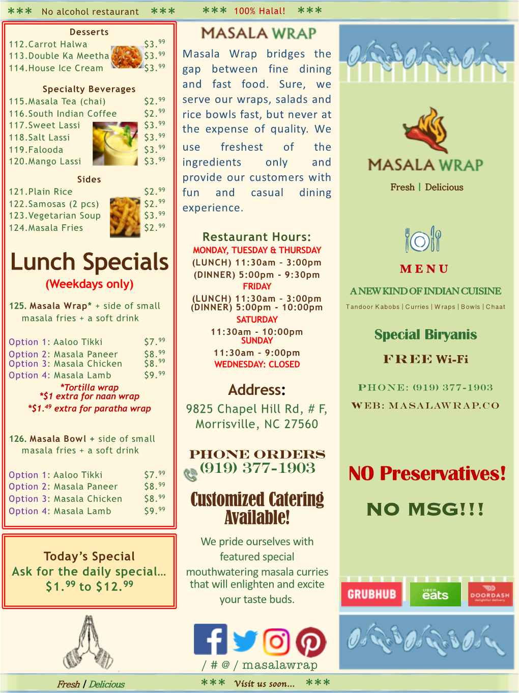 Masala Wrap Paper Menu V-2 11X17