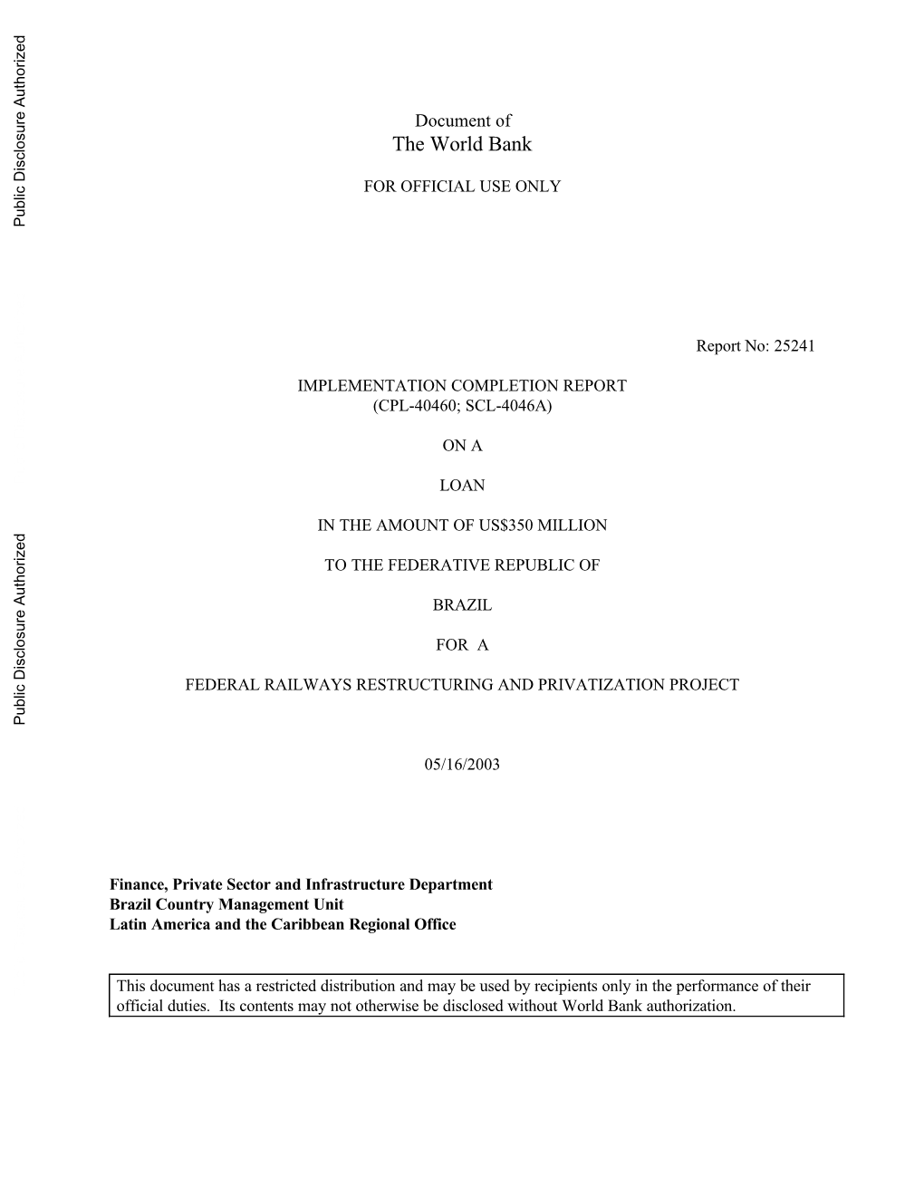 World Bank Document