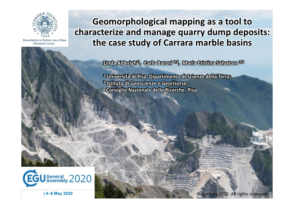 Geomorphological Mapping As a Tool to Characterize and Manage Quarry Dump Deposits: the Case Study of Carrara Marble Basins