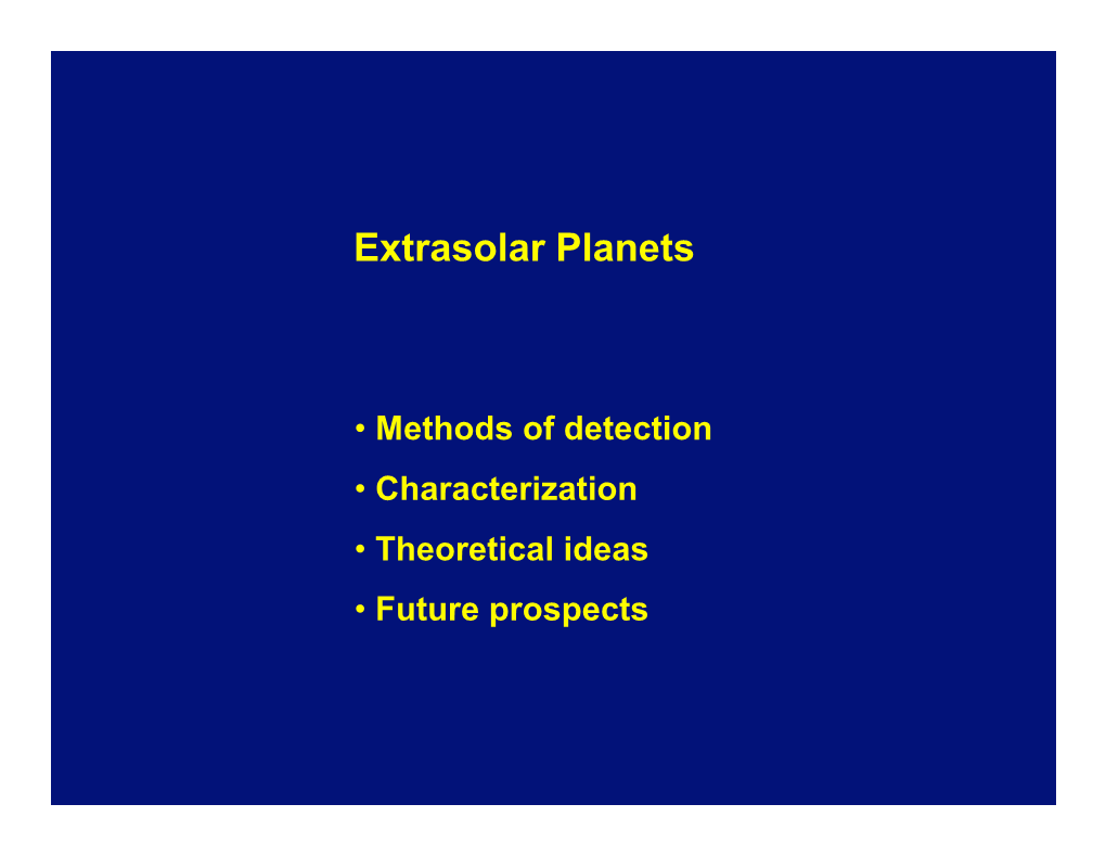 Extrasolar Planets