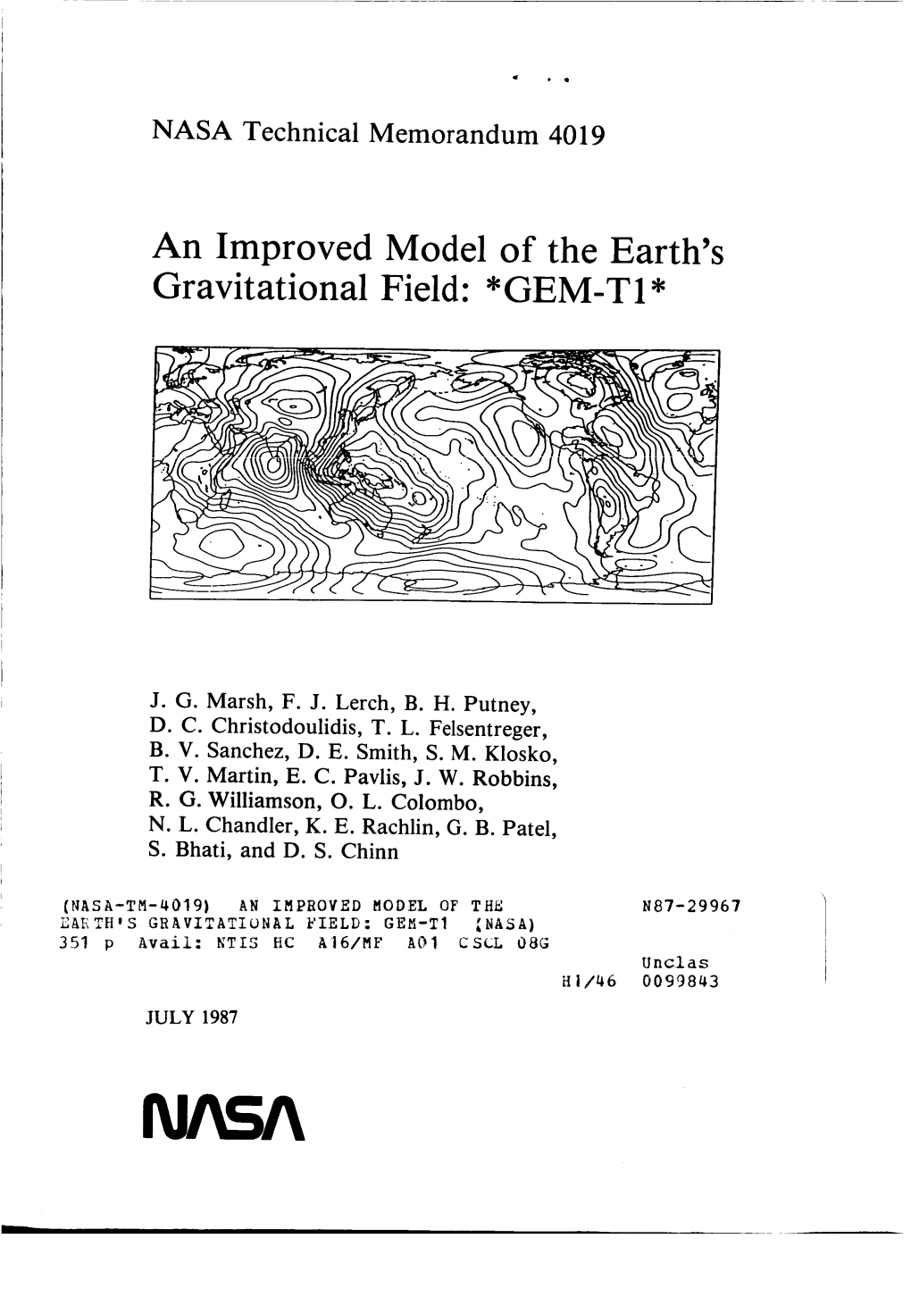 An Improved Model of the Earth's Gravitational Field: *GEM-TI*