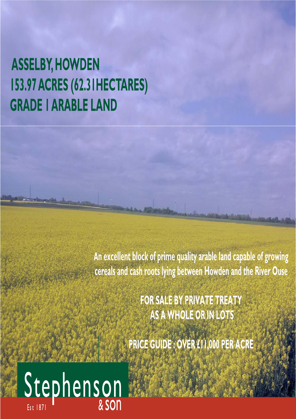 Asselby, Howden 153.97 Acres (62.31Hectares) Grade 1 Arable Land