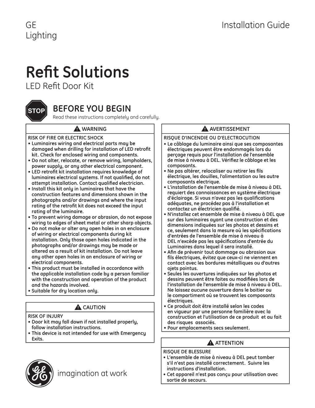 GE Lighting Refit Door Kit Installation Guide