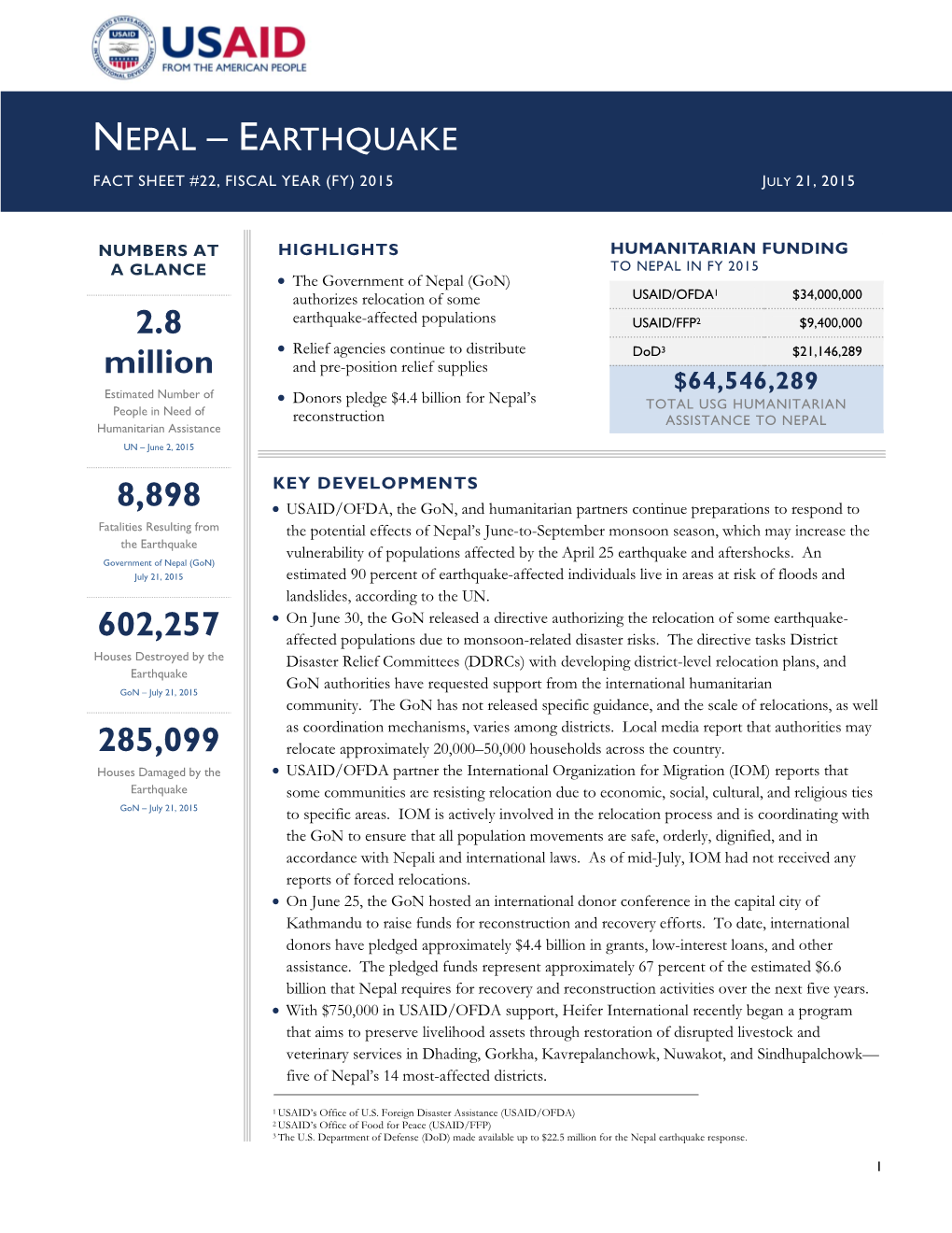 Nepal Earthquake Fact Sheet