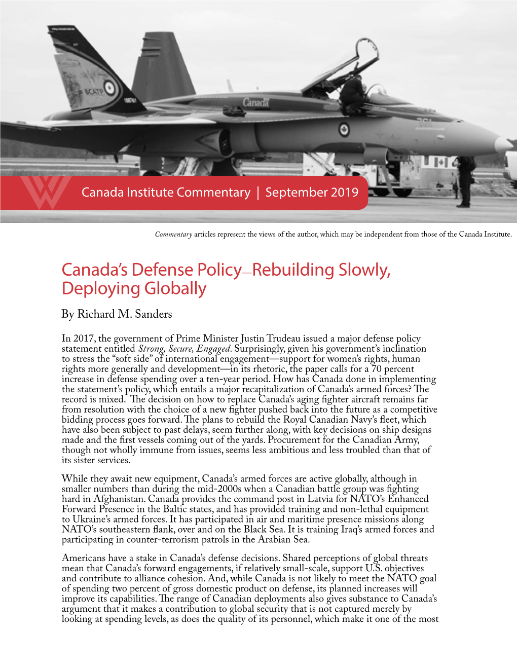 Canada's Defense Policy—Rebuilding