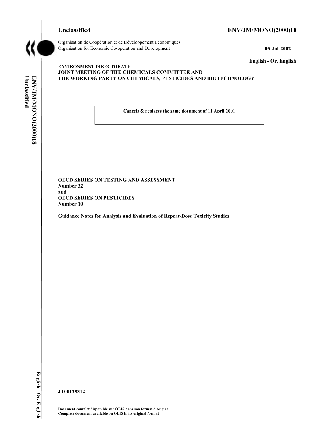 18 ENV/JM/MONO(2000)18 Un Classified