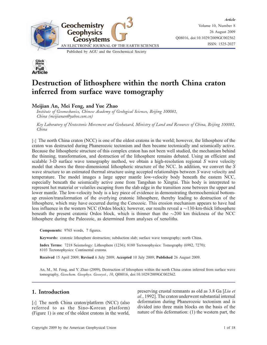 Destruction of Lithosphere Within the North China Craton Inferred from Surface Wave Tomography