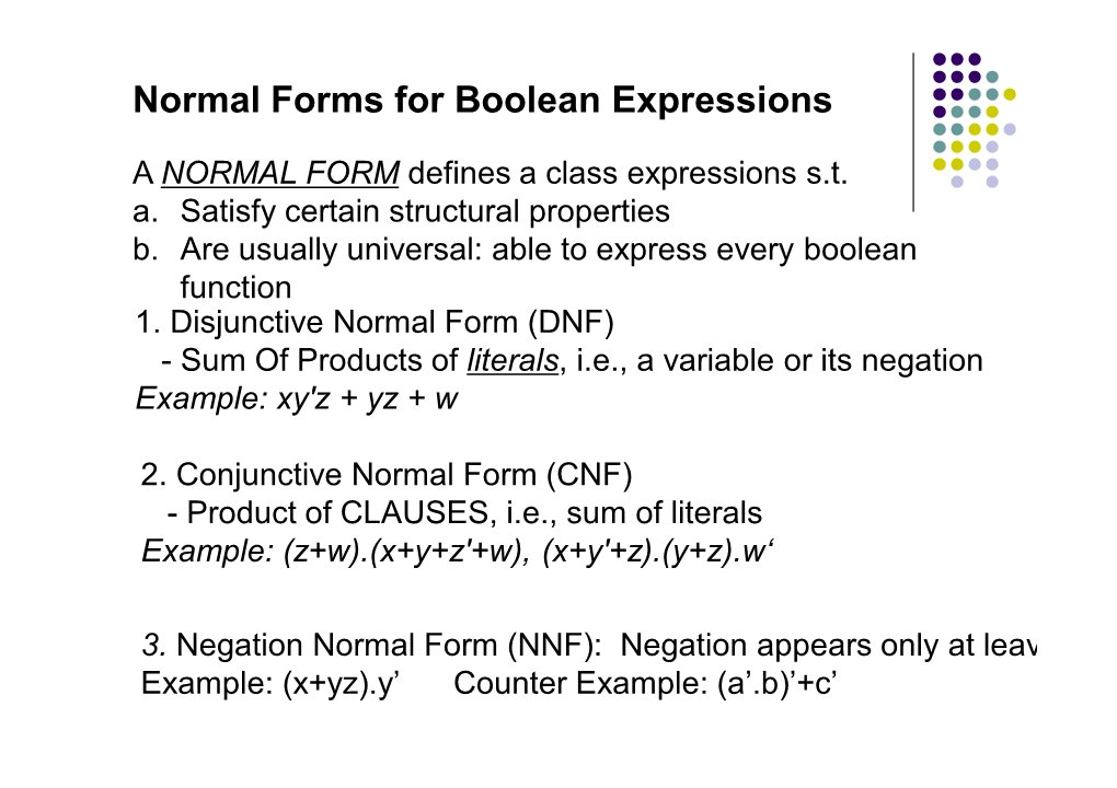 Normal Forms for Boolean Expressions