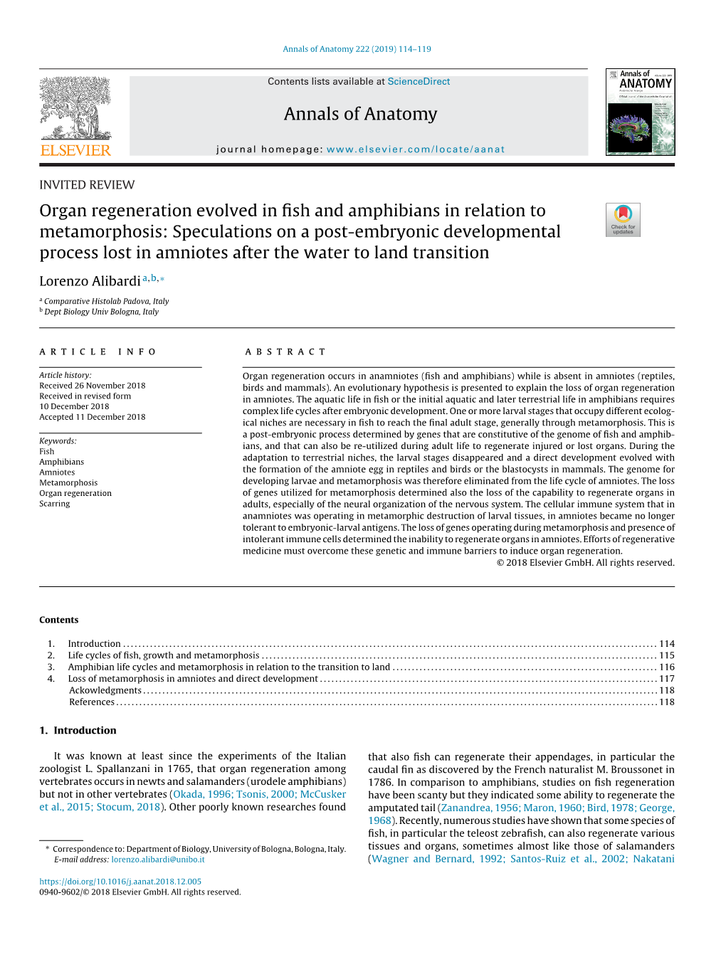 Organ Regeneration Evolved in Fish and Amphibians in Relation To