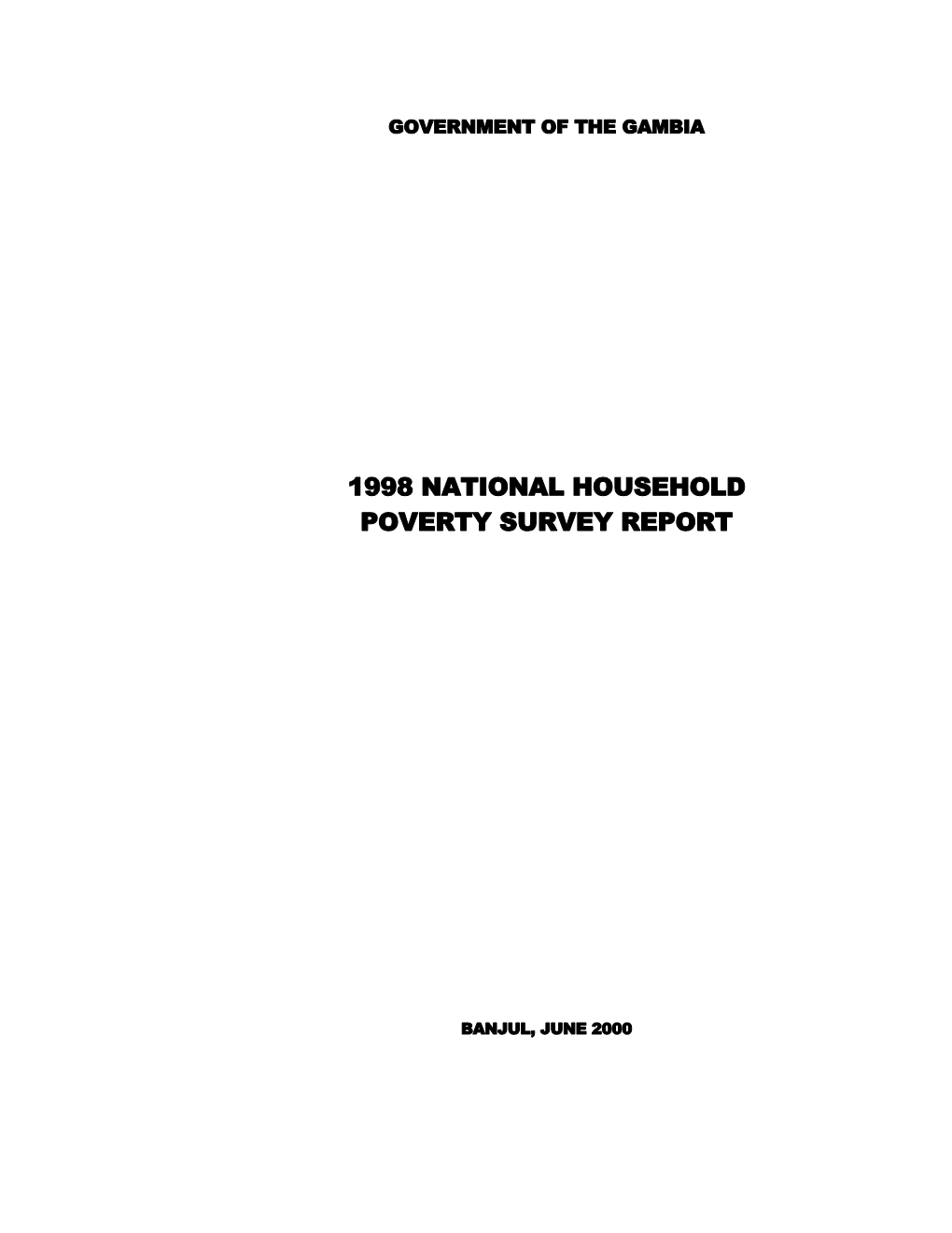 1998 National Household Poverty Survey Report
