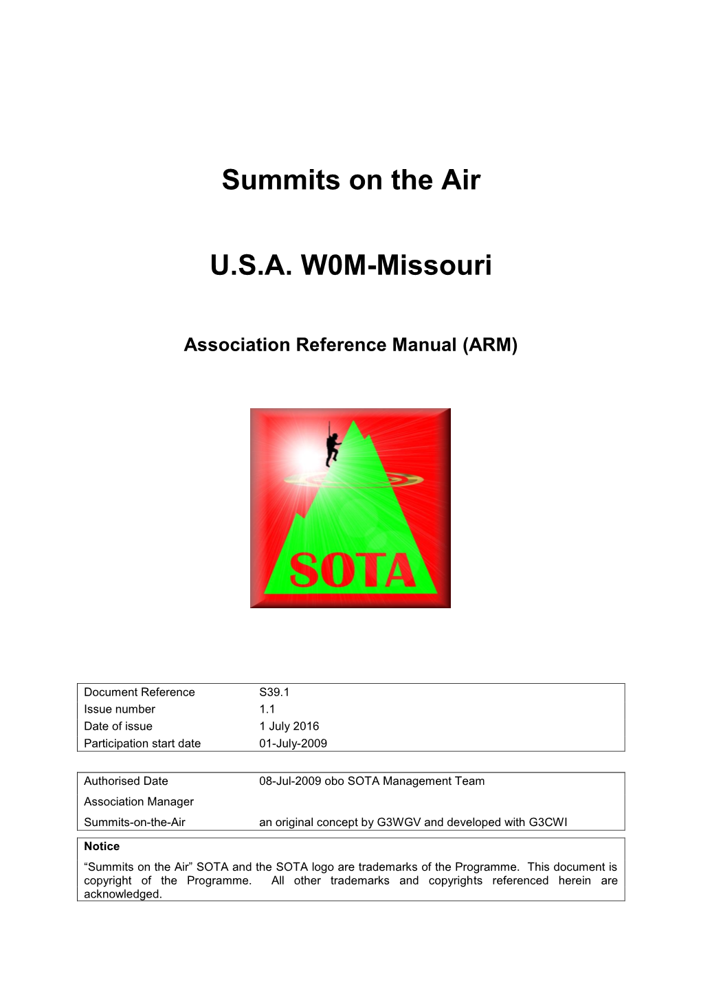 Summits on the Air USA W0M-Missouri Association Reference Manual