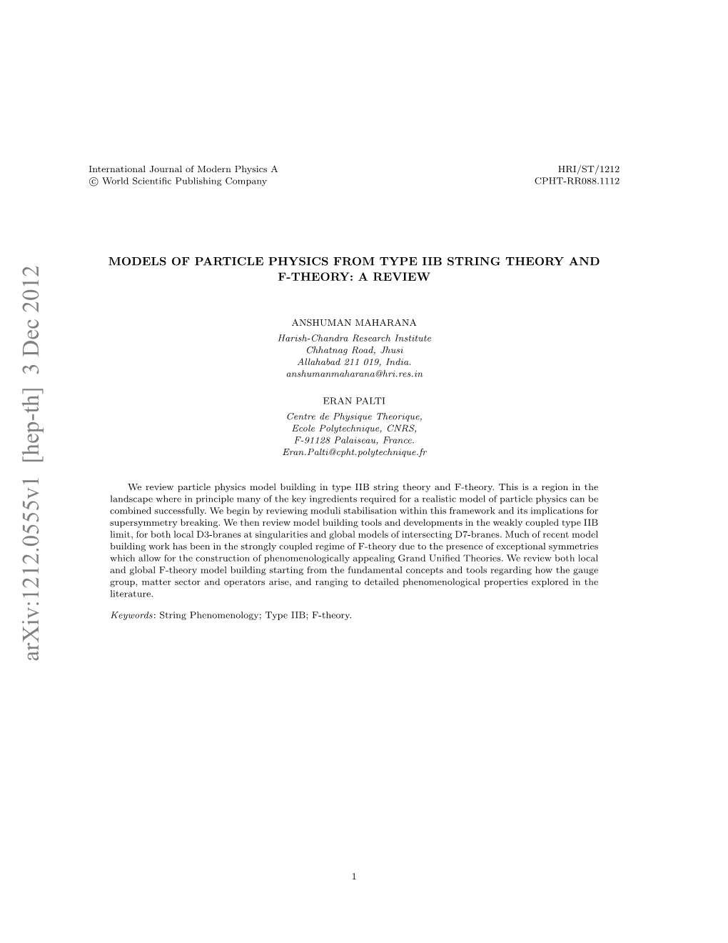 Models of Particle Physics from Type Iib String Theory and F-Theory: a Review