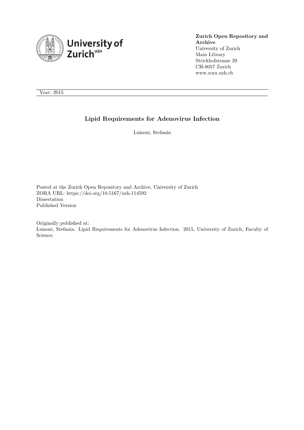 Lipid Requirements for Adenovirus Infection