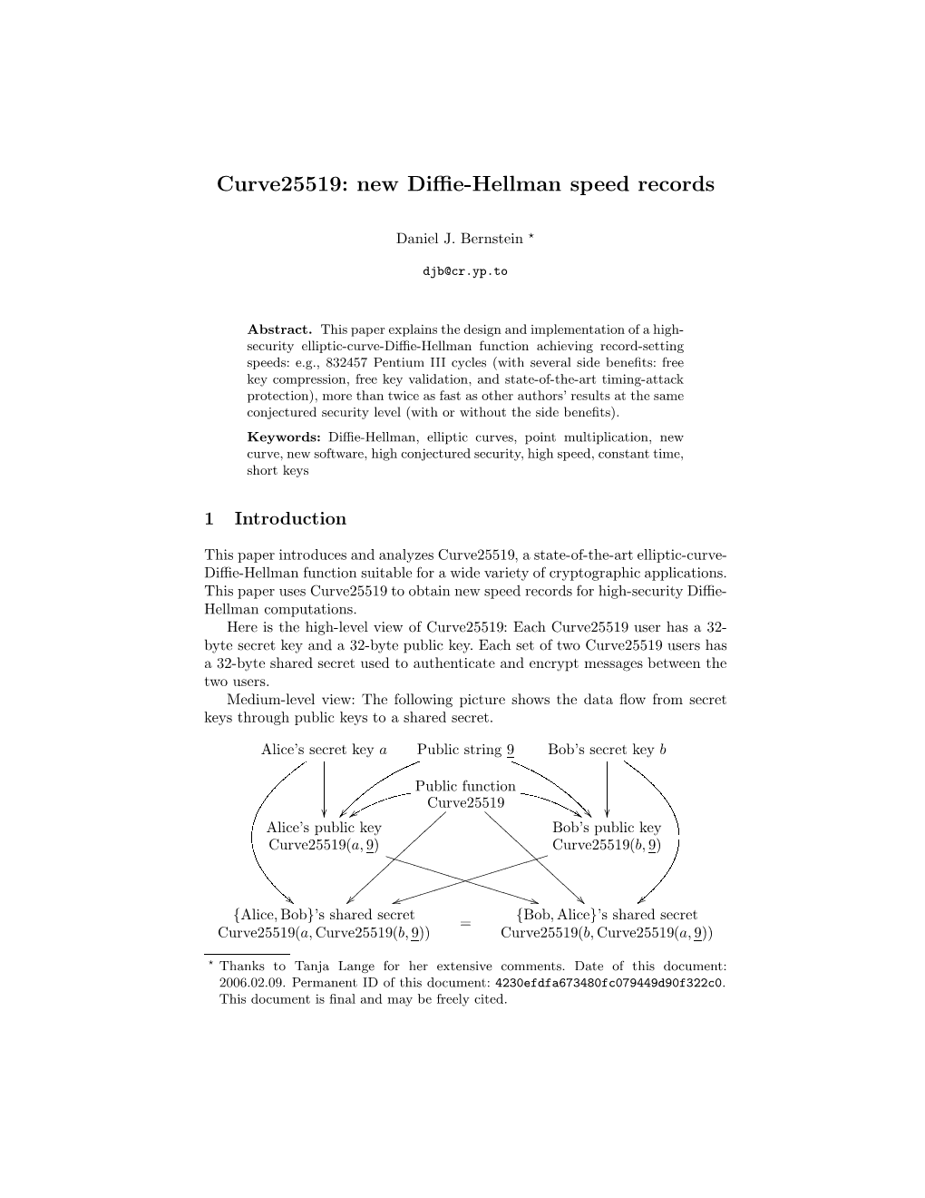 Curve25519: New Diffie-Hellman Speed Records