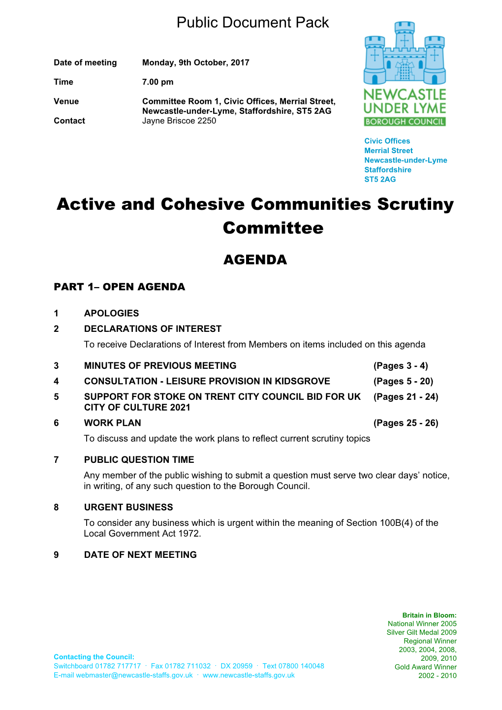 (Public Pack)Agenda Document for Active and Cohesive Communities