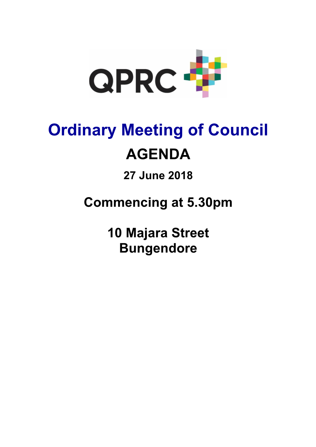 Agenda of Ordinary Meeting of Council